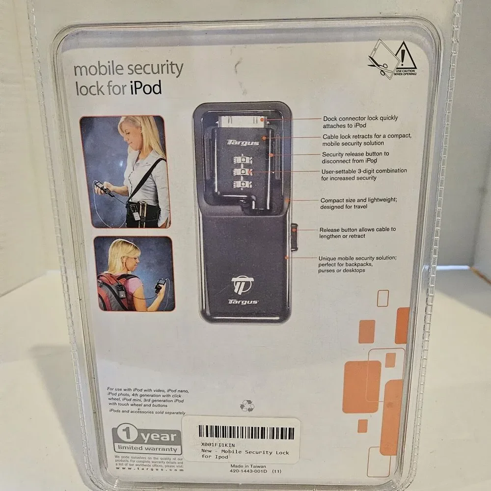 Targus Mobile Security Retractab‎ Lock For Apple iPod 4g Mini Nano 5g New Nos